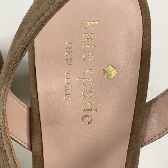 Kate Spade New York Delia Platform Beige Suede Sandals Size 9B New MSRP $228 - Picture 12 of 13